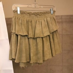 Light Army Green Ruffle Mini Skirt